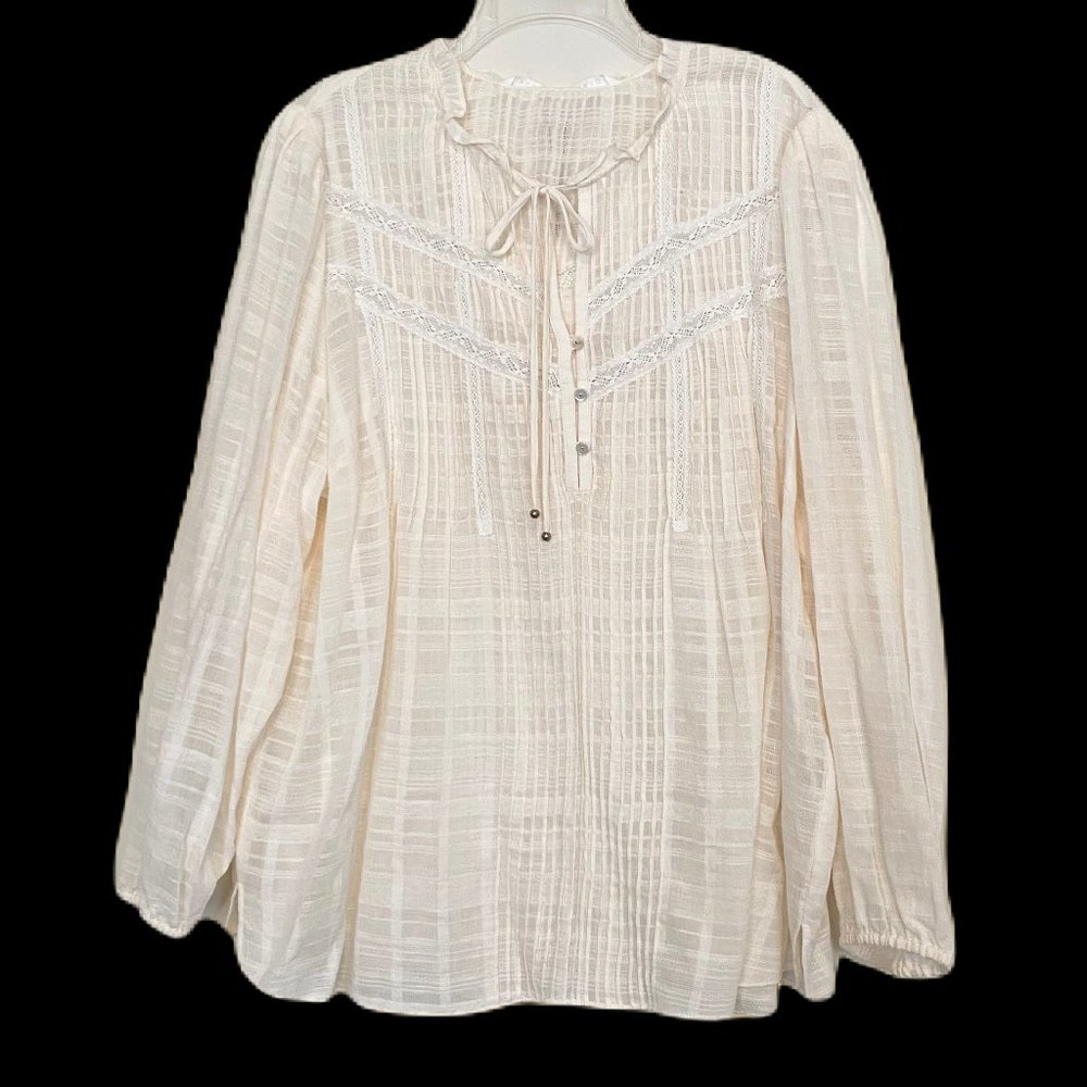 Verinica Beard Jamie High-Neck Cotton Long-Sleeve Blouse